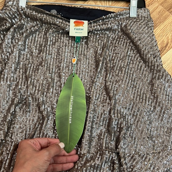 Anthropologie Farm Rio Gold Sequin Tiered Ruffle Midi Skirt Size Large - Picture 13 of 16